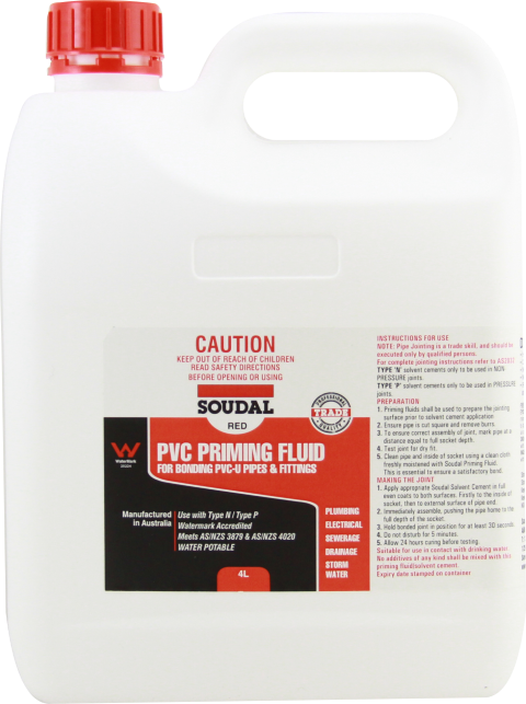 SOUDAL PVC PRIMING FLUID 4L RED 